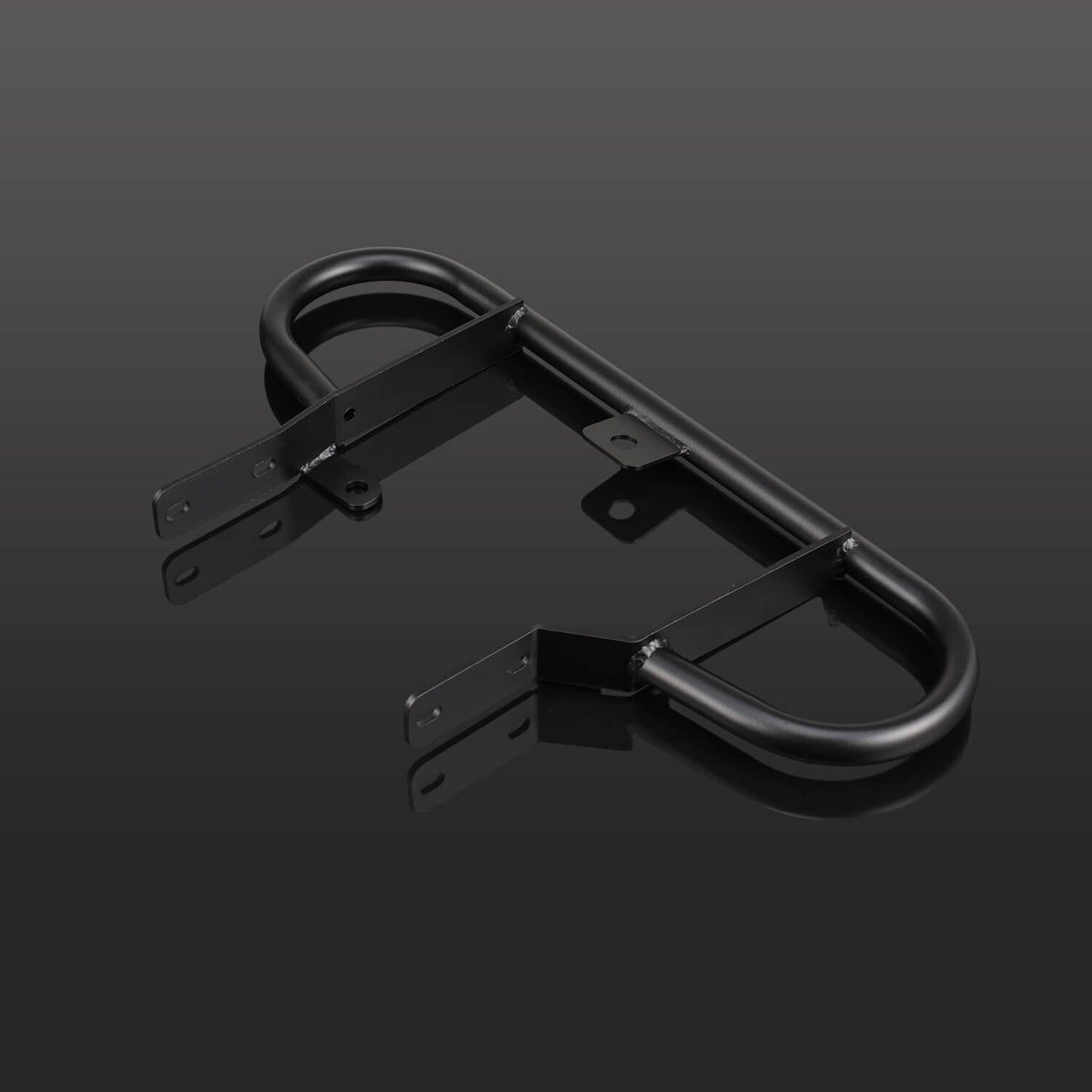 Black ATV rear bumper/grab bar kit with tubular guard and bracket base plates