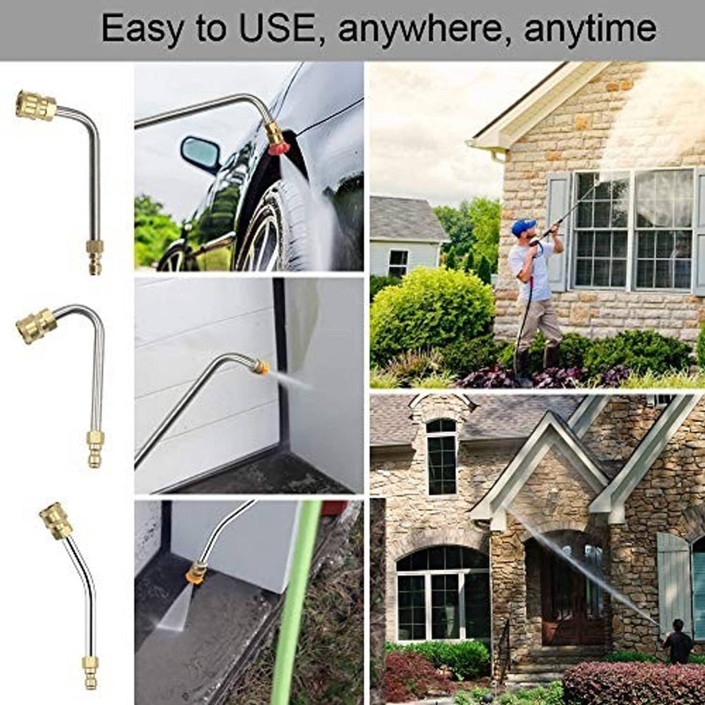 Pressure washer extension wand with U-shaped spray tubes for cleaning outdoor surfaces