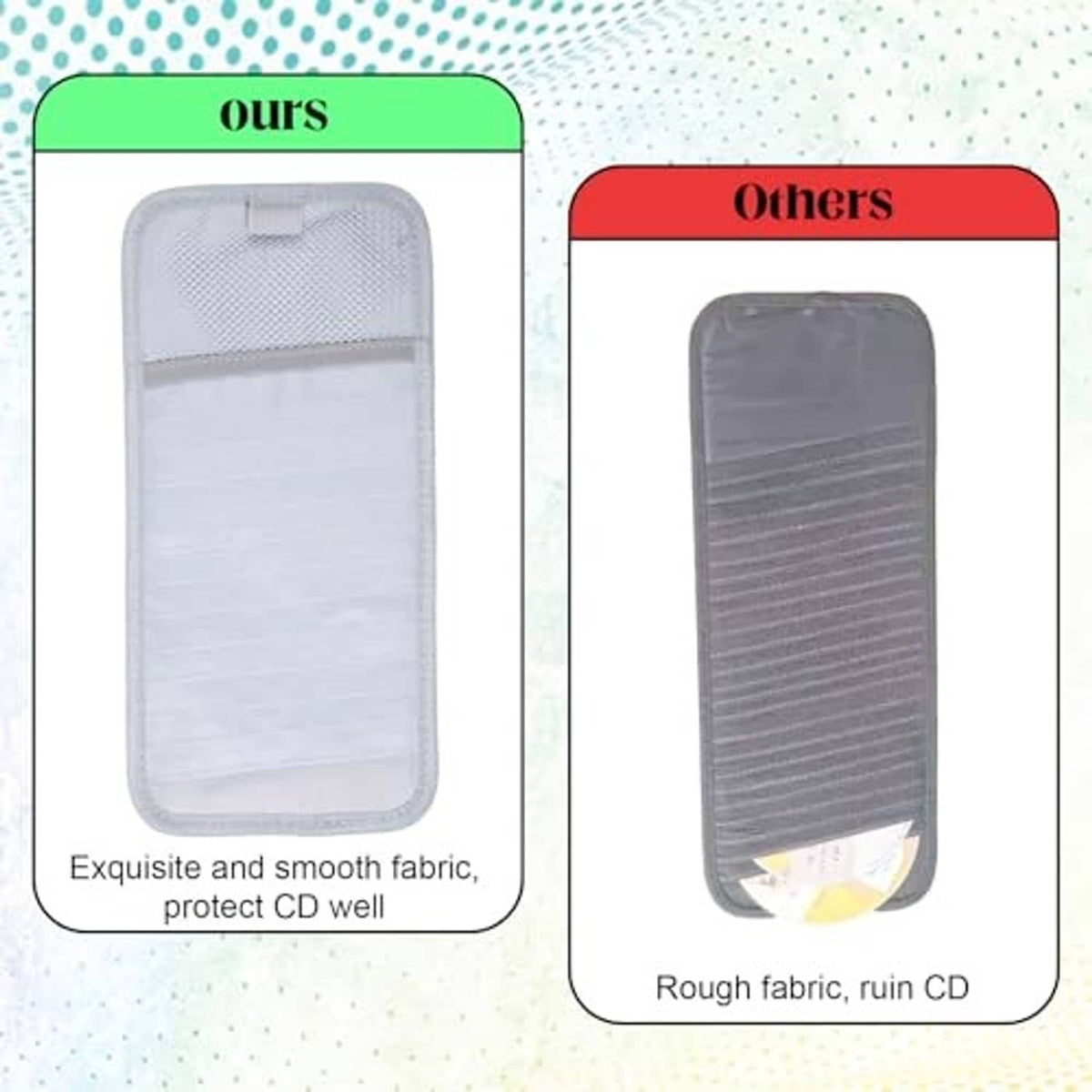 Gray CD storage pouch with mesh front, elastic strap top and pocket panel