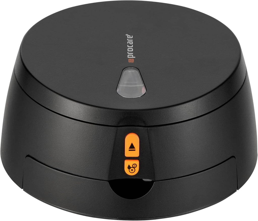 Procareselect disc cleaning and repairing kit PRO black device top with warning icon