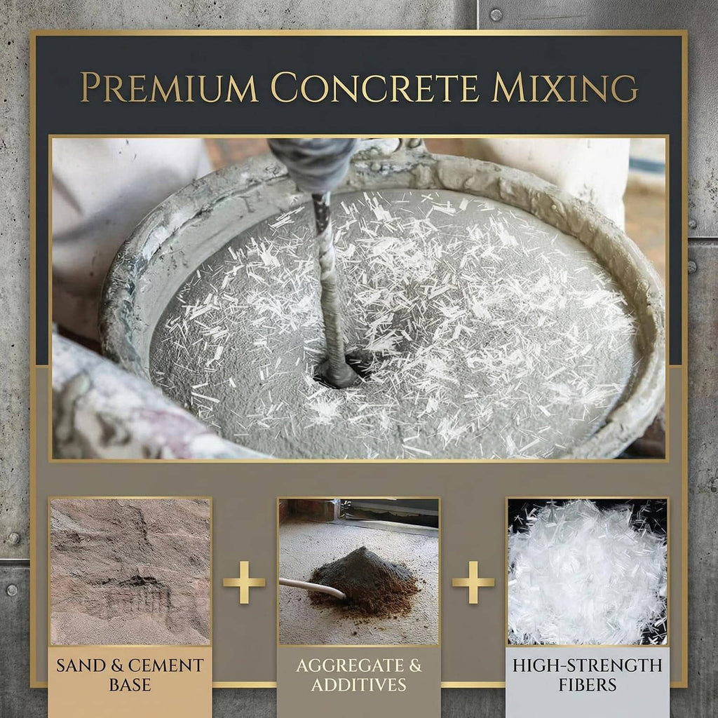 Concrete mixing bundle featuring high-strength white fiber strands