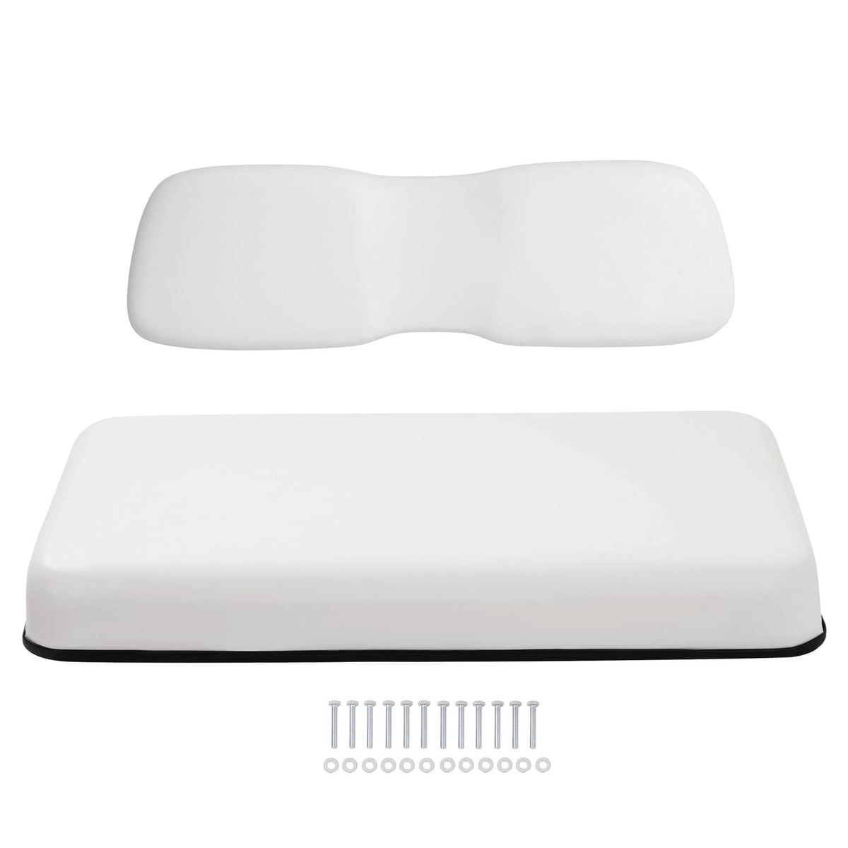 White front seat bottom and seat backrest cushion set with black trim