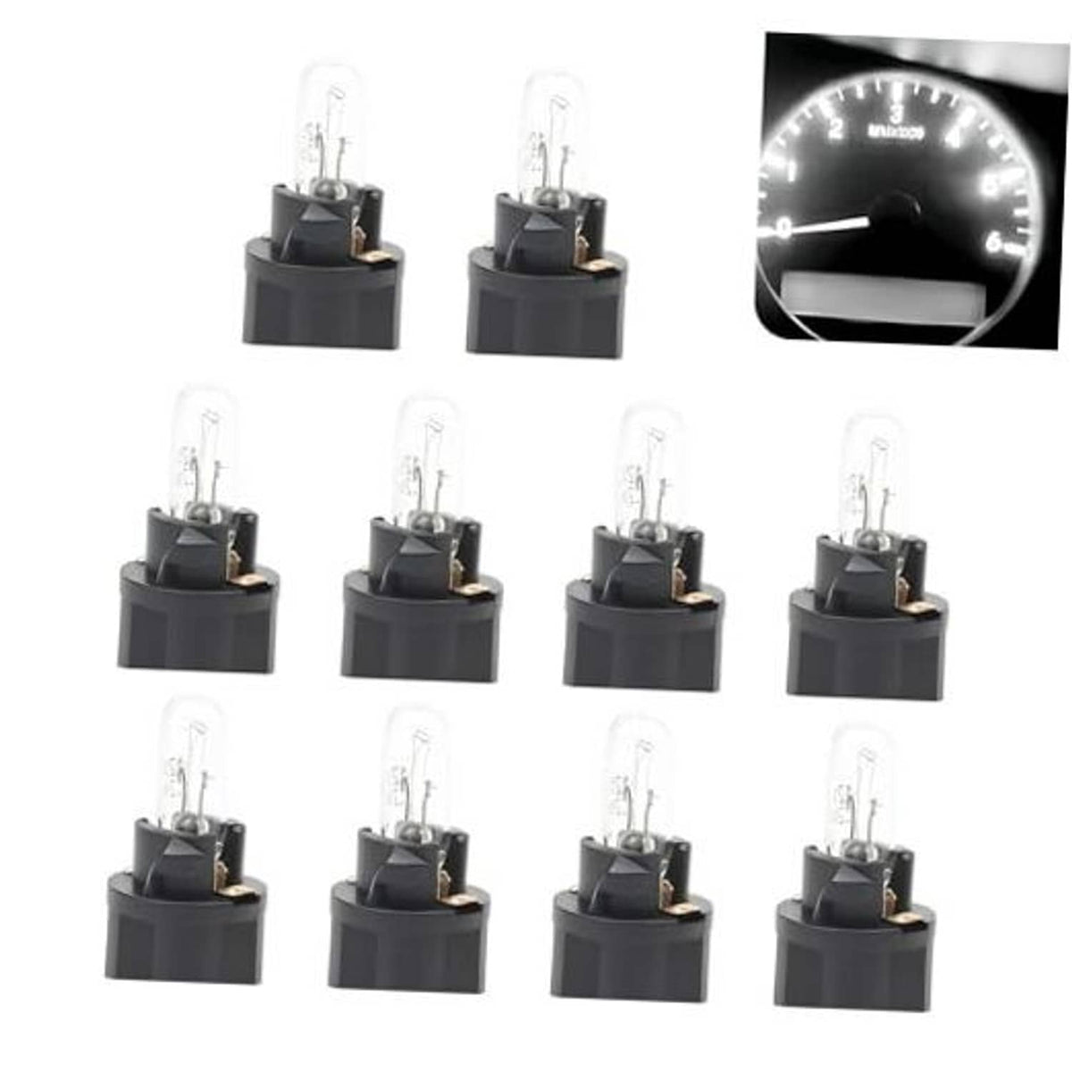 Set of T5 instrument halogen bulbs with clear glass and black plastic holders, multiple pcs