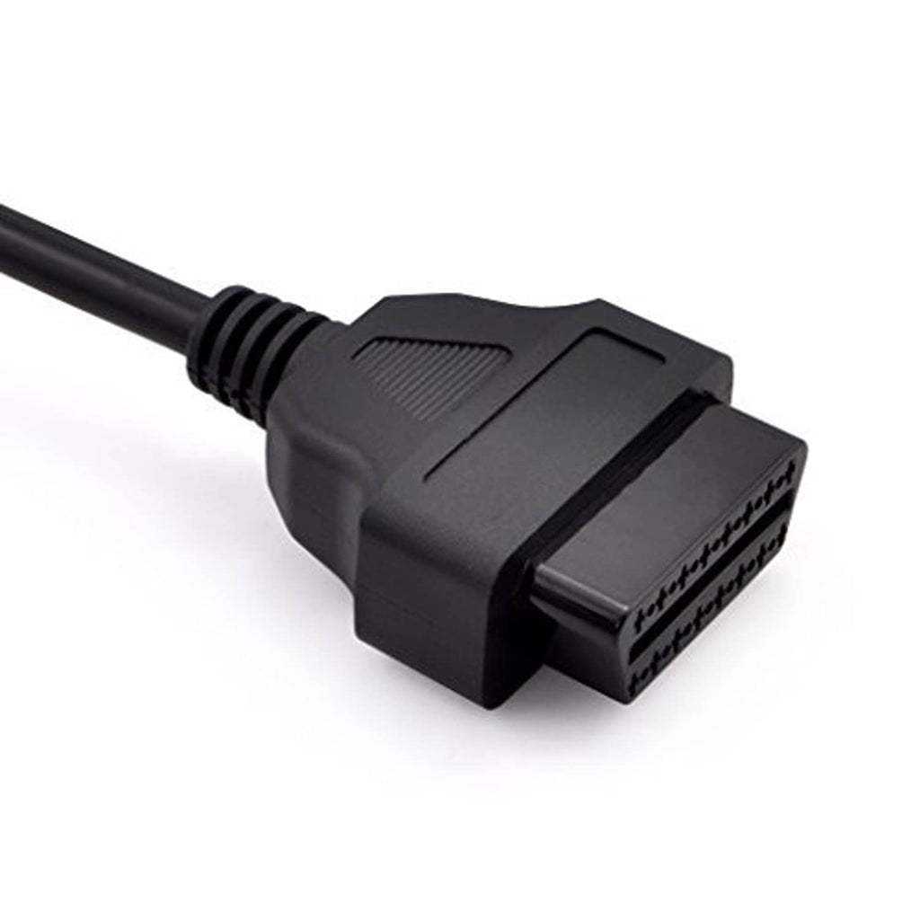 OBD diagnostic extension cable with male 16-pin connector plug, black.