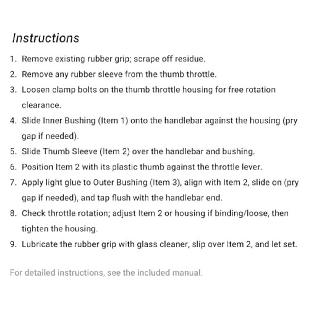 ATV throttle assist installation instructions sheet with numbered steps