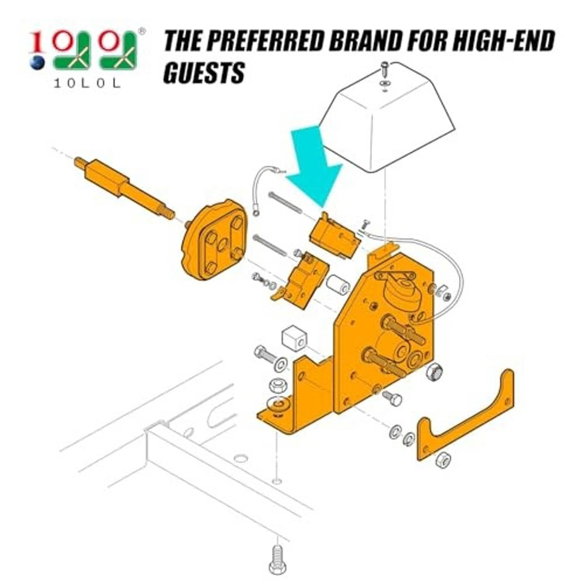 Exploded view of electric golf cart forward reverse switch assembly components