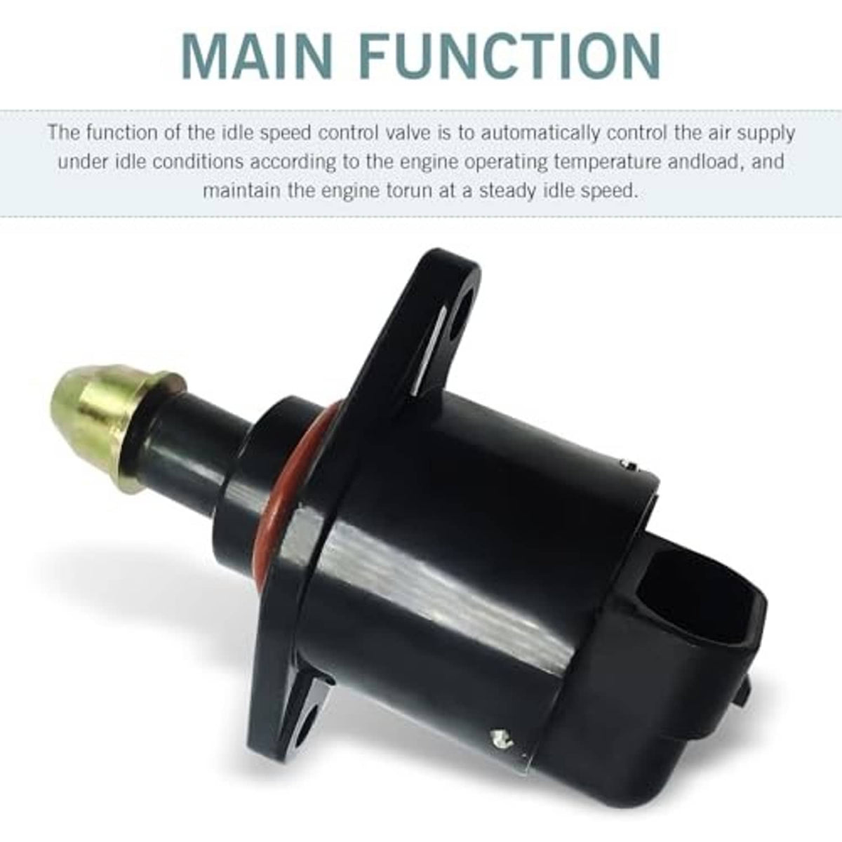 Idle speed control valve with black mount, silver cylinder, brass connector