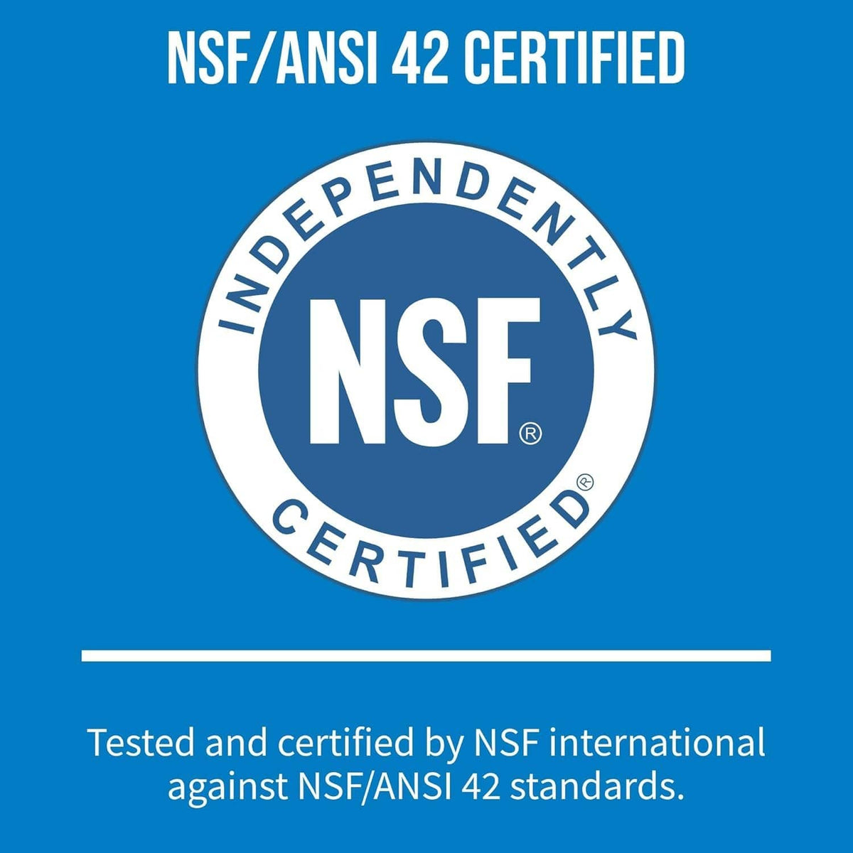 NSF/ANSI 42 certified badge for water filter replacement