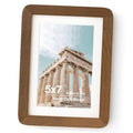 Oak wood 5x7 photo frame with white mat and rounded corners
