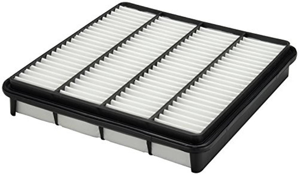 Rectangular engine air filter with pleated white media and black frame