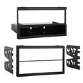 Black stereo dash kit with mounting brackets and radio face insert