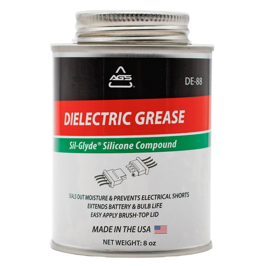 Dielectric silicone grease can, 8 oz, with red and green label