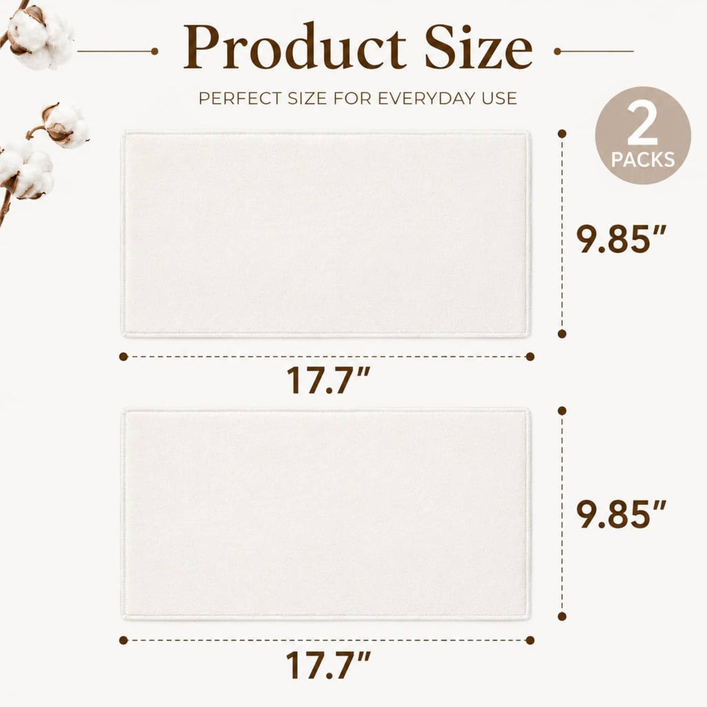 Size chart for cotton flannel wraps (2 packs): 9.85 in x 17.7 in