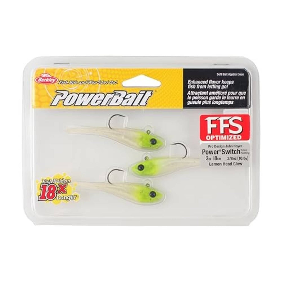 Berkley Powerbait soft plastic lure pack, Lemon Head Glow swim baits