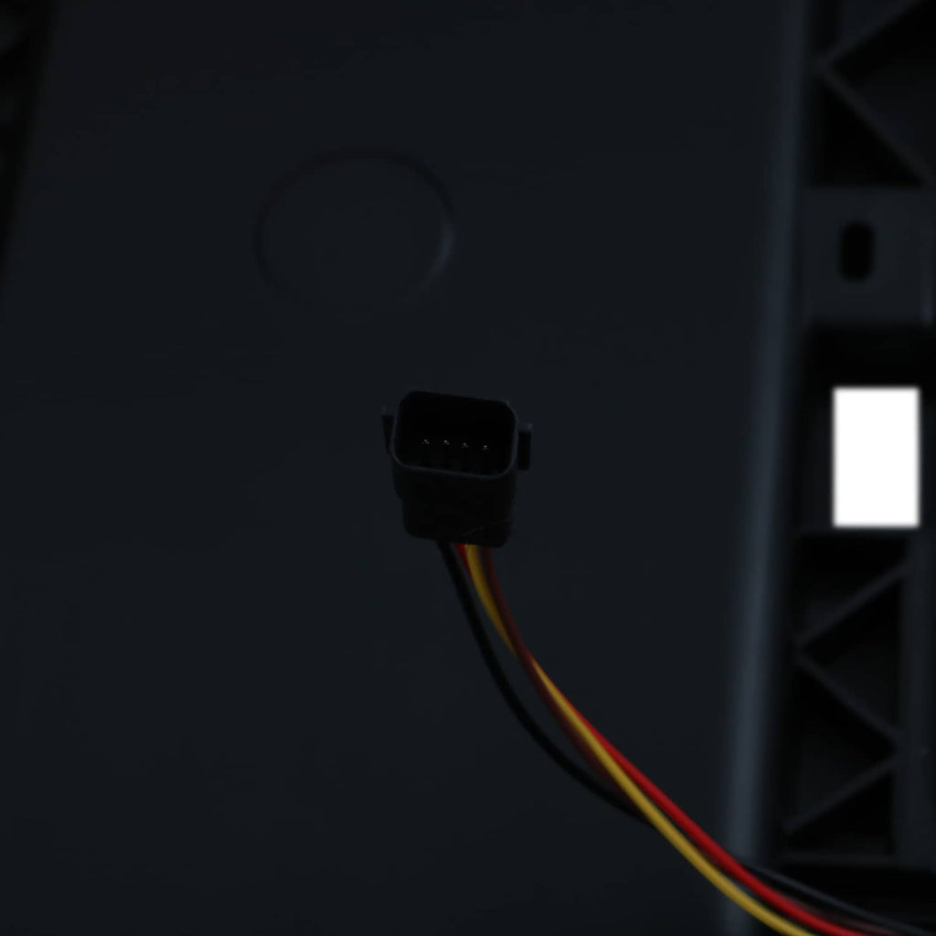 Air shutter motor connector with black wiring leads, radiator grille assembly