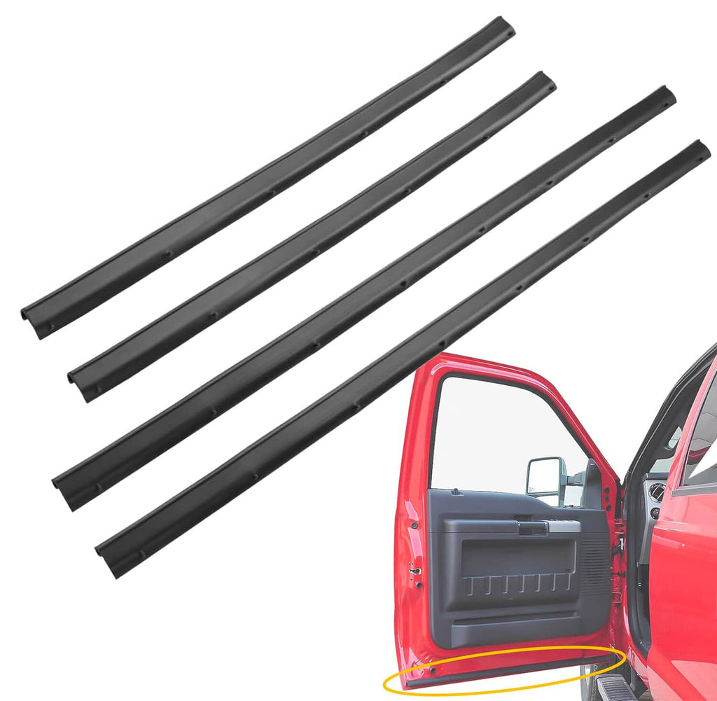 Black door weatherstrip seal strips, set of 4 for truck door lower edges