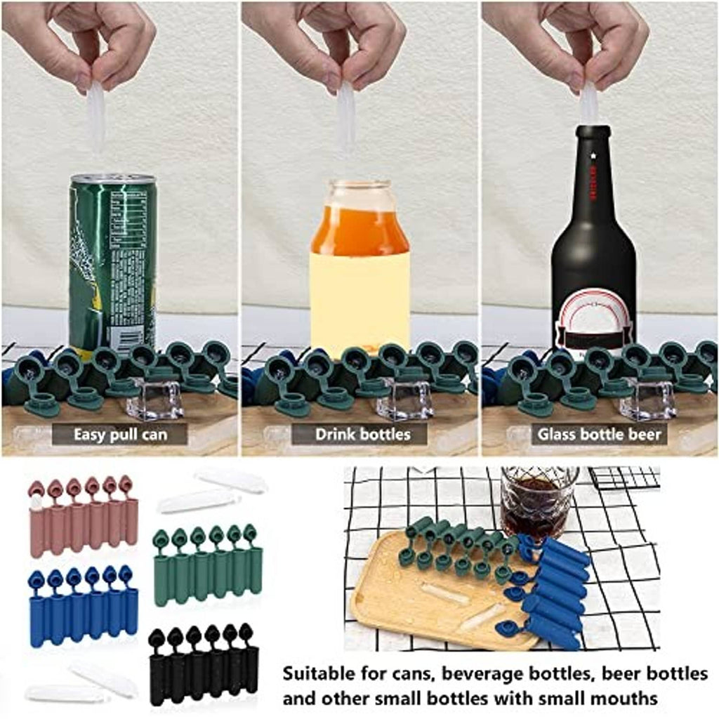 Silicone mini ice stick tray for cans and bottles, four-color set with lids