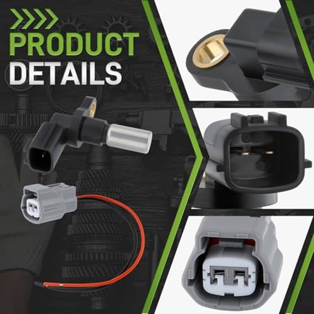 Crankshaft position sensor connector housing and terminals, black with gold contact
