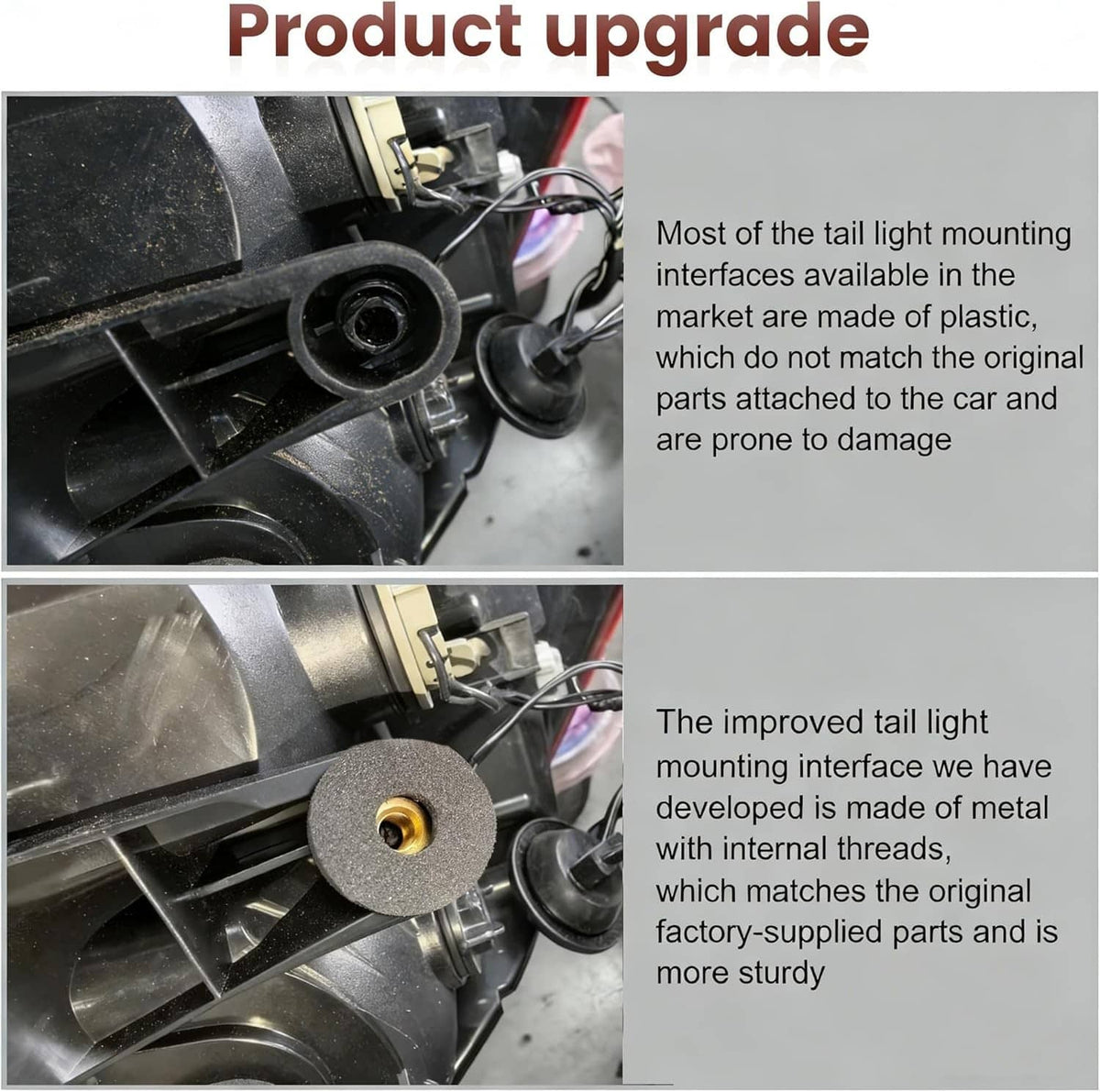 Left tail light mounting area with wires and connector inside rear housing