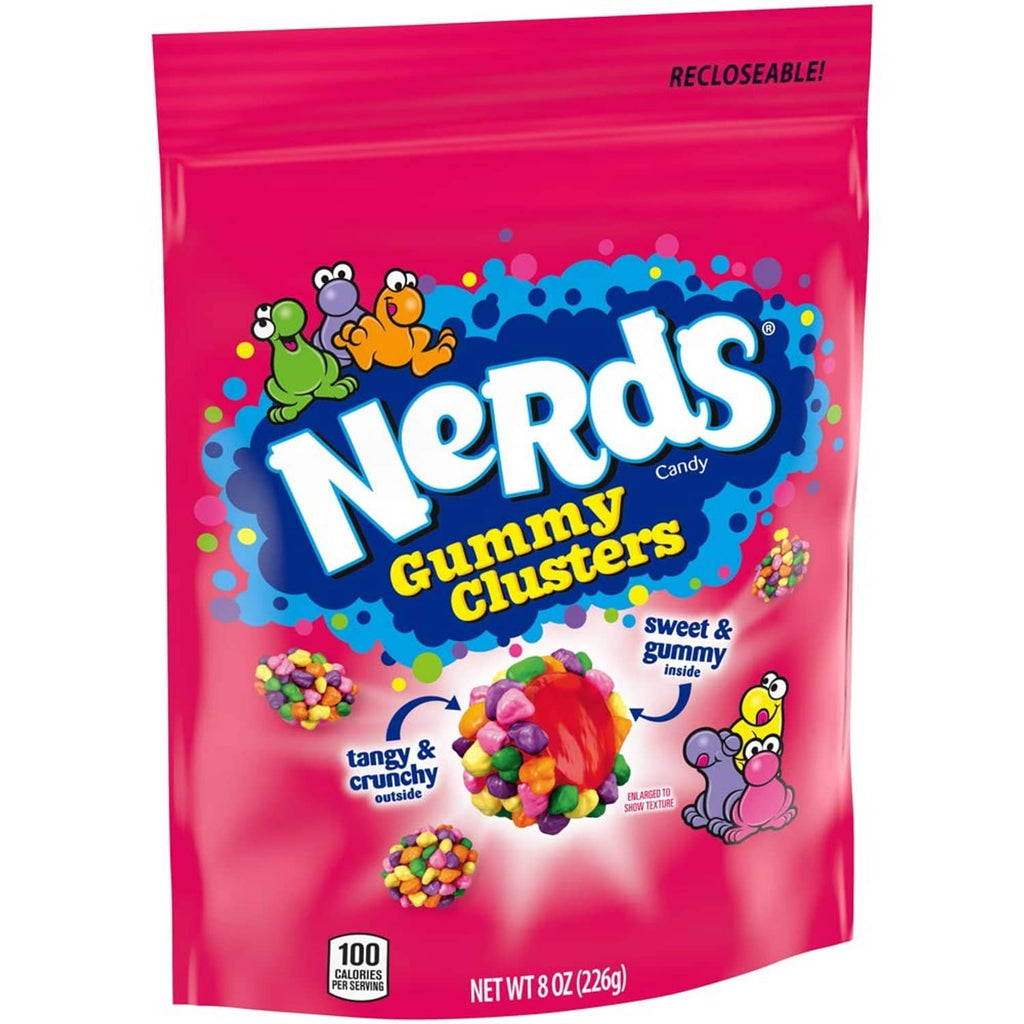NERDS Gummy Clusters rainbow gummy candy resealable bag, sweet and crunchy