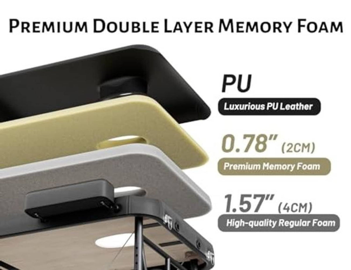 3-section massage table with double-layer memory foam and beige padded head cushion