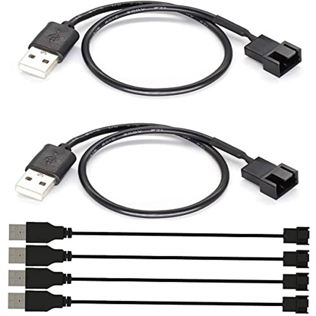 Set of USB to 3/4-pin PWM fan adapter cables with molded black connectors