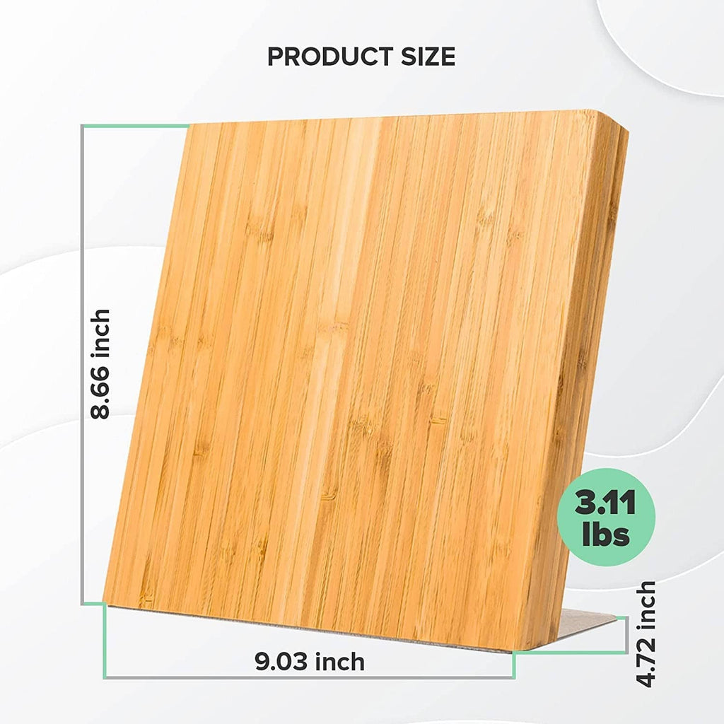 Bamboo magnetic knife holder size diagram with dimensions in inches
