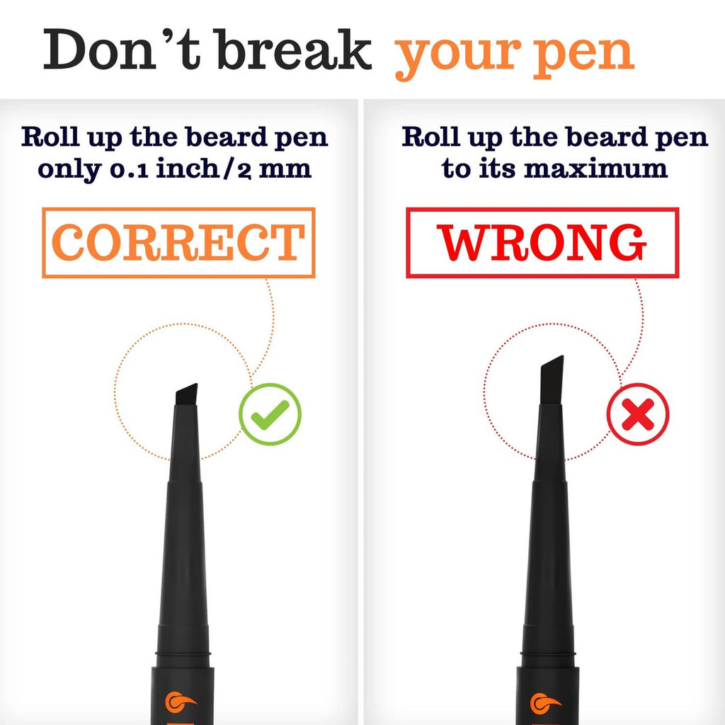 Beard filler grooming pencil with extended brush tip