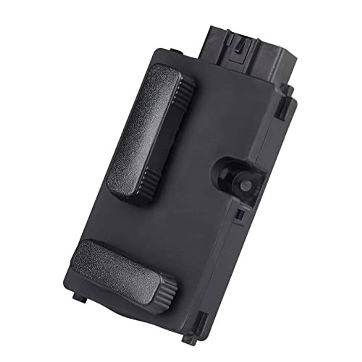 Power seat switch assembly with two textured rockers and circular actuator opening
