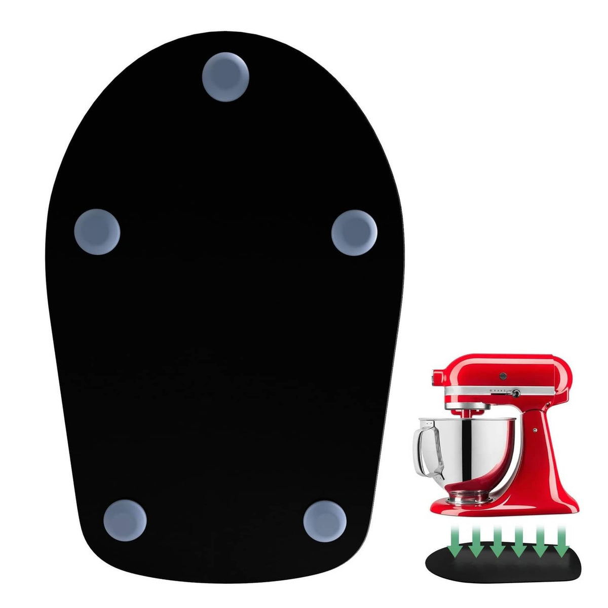 Black oval mixer moving mat with four corner suction pads