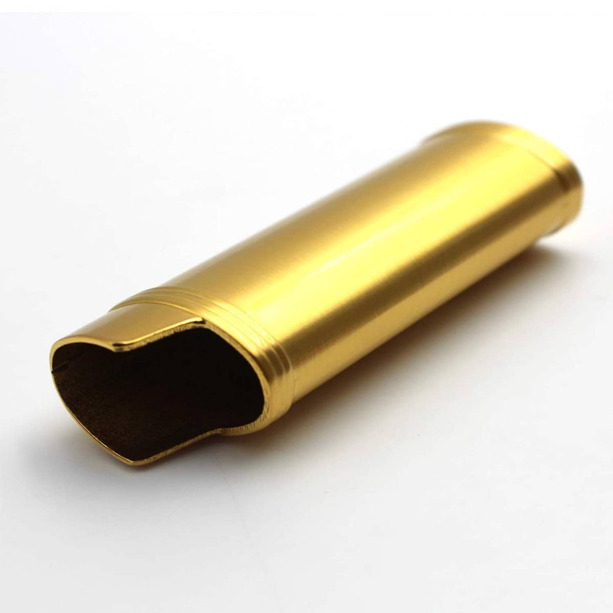 Gold metal lighter case cover with open end sleeve
