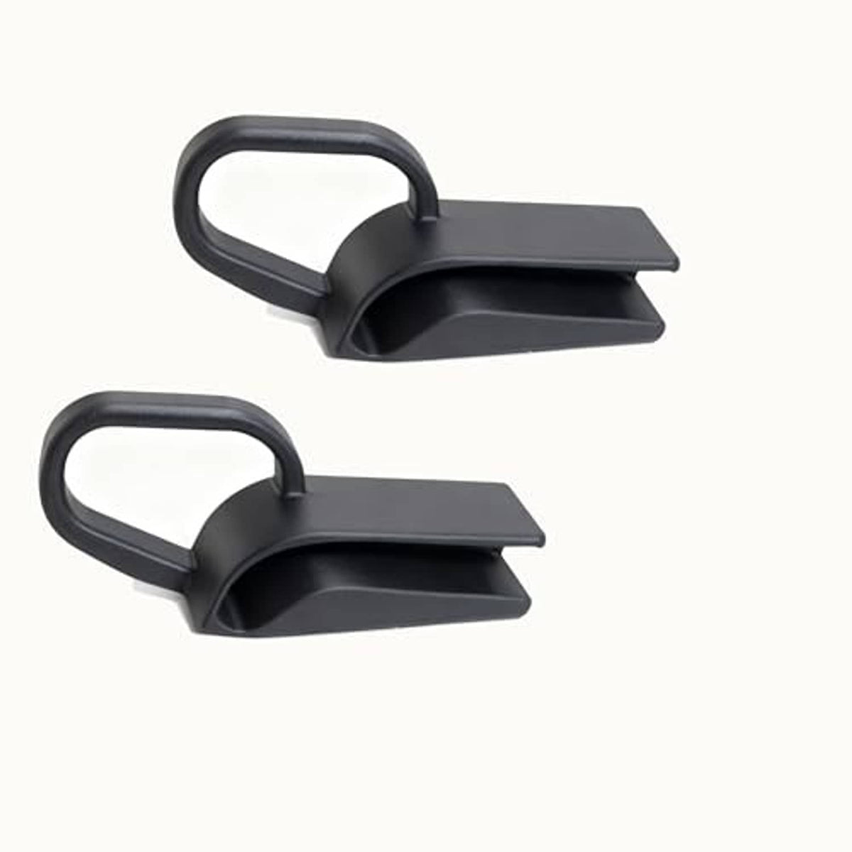 Two black brake lever extenders with U-shaped grips and extended lever pads.