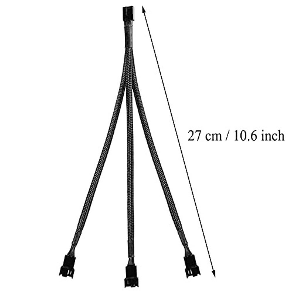 Braided 4-pin PWM fan splitter cables, 27 cm length, black connector ends