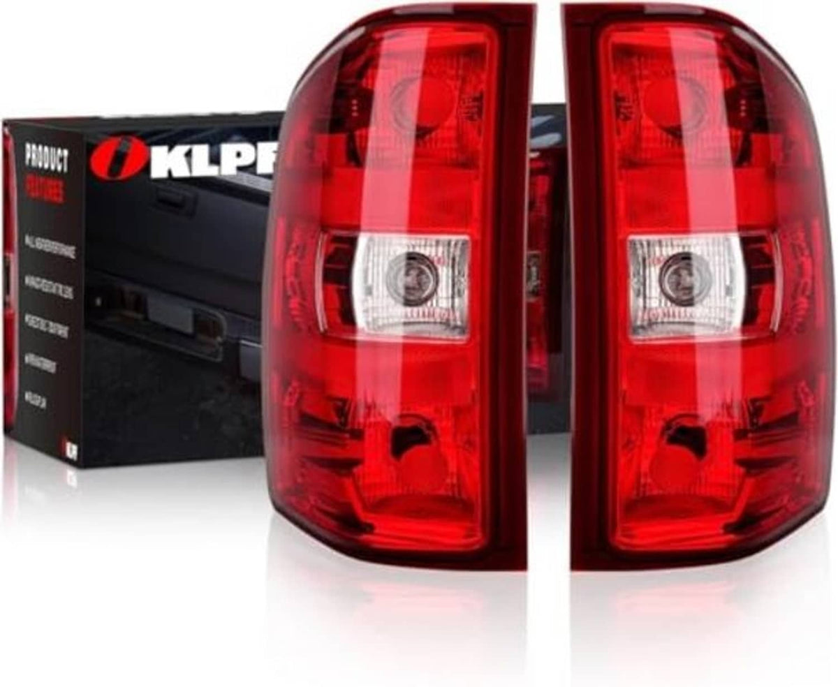 Red rear tail lights pair with clear rectangular reflector lenses and chrome inserts