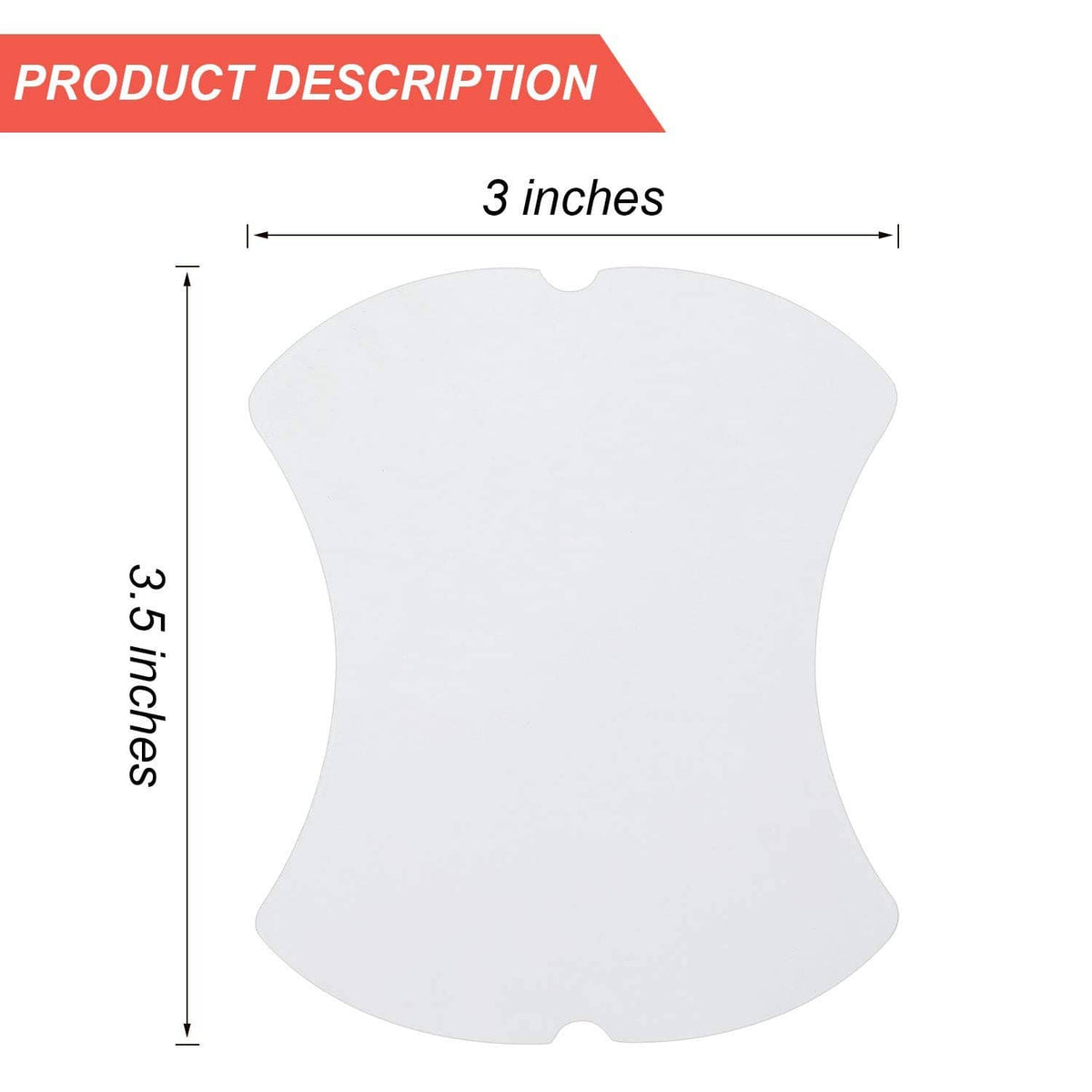 White car door handle cup protector template, 3 x 3.5 inch shape