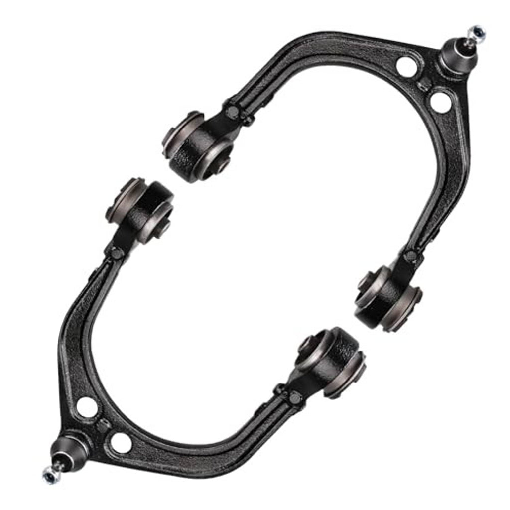 Front upper control arm assembly with ball joints and bushings, dark metal