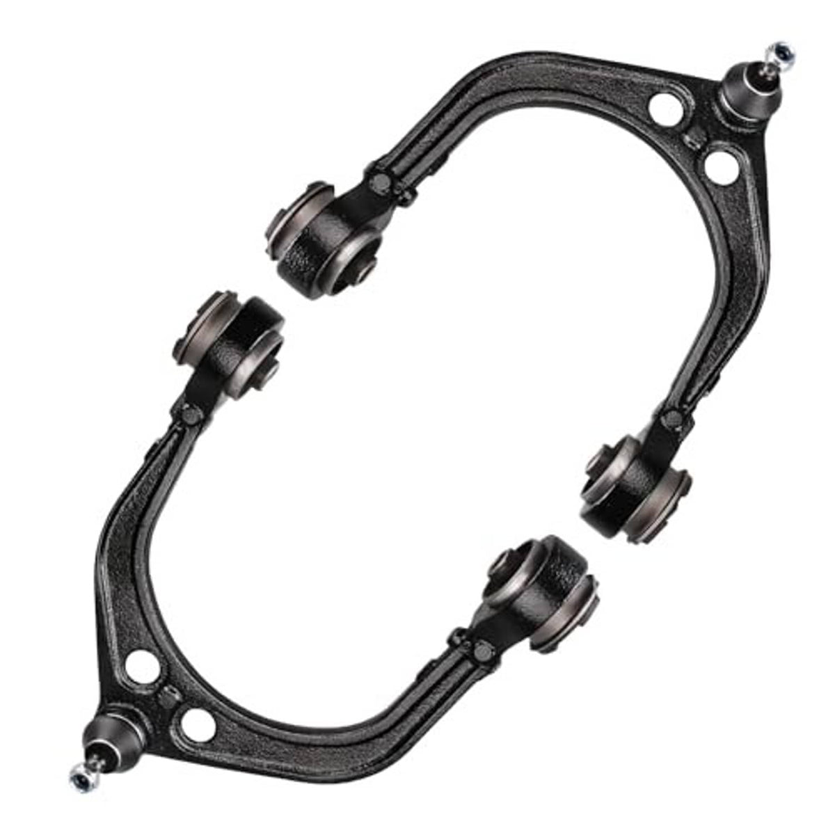 Front upper control arm assembly with ball joints and bushings, dark metal