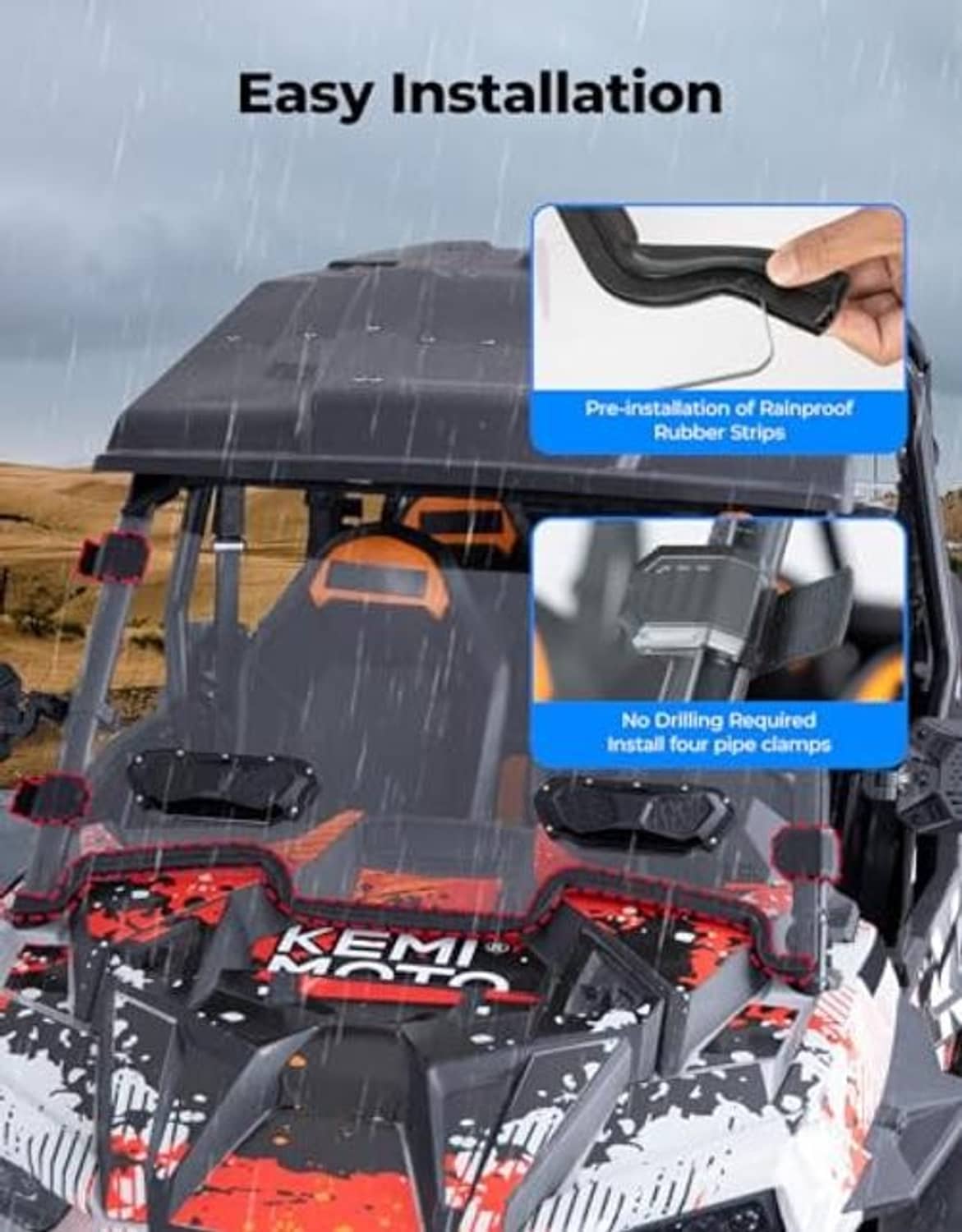 3-in-1 vented windshield install with rubber strips and no drilling