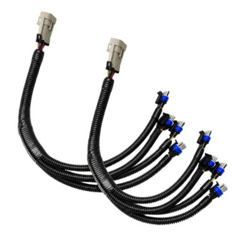 Ignition coil extension harness with multiple black cables and gray connectors