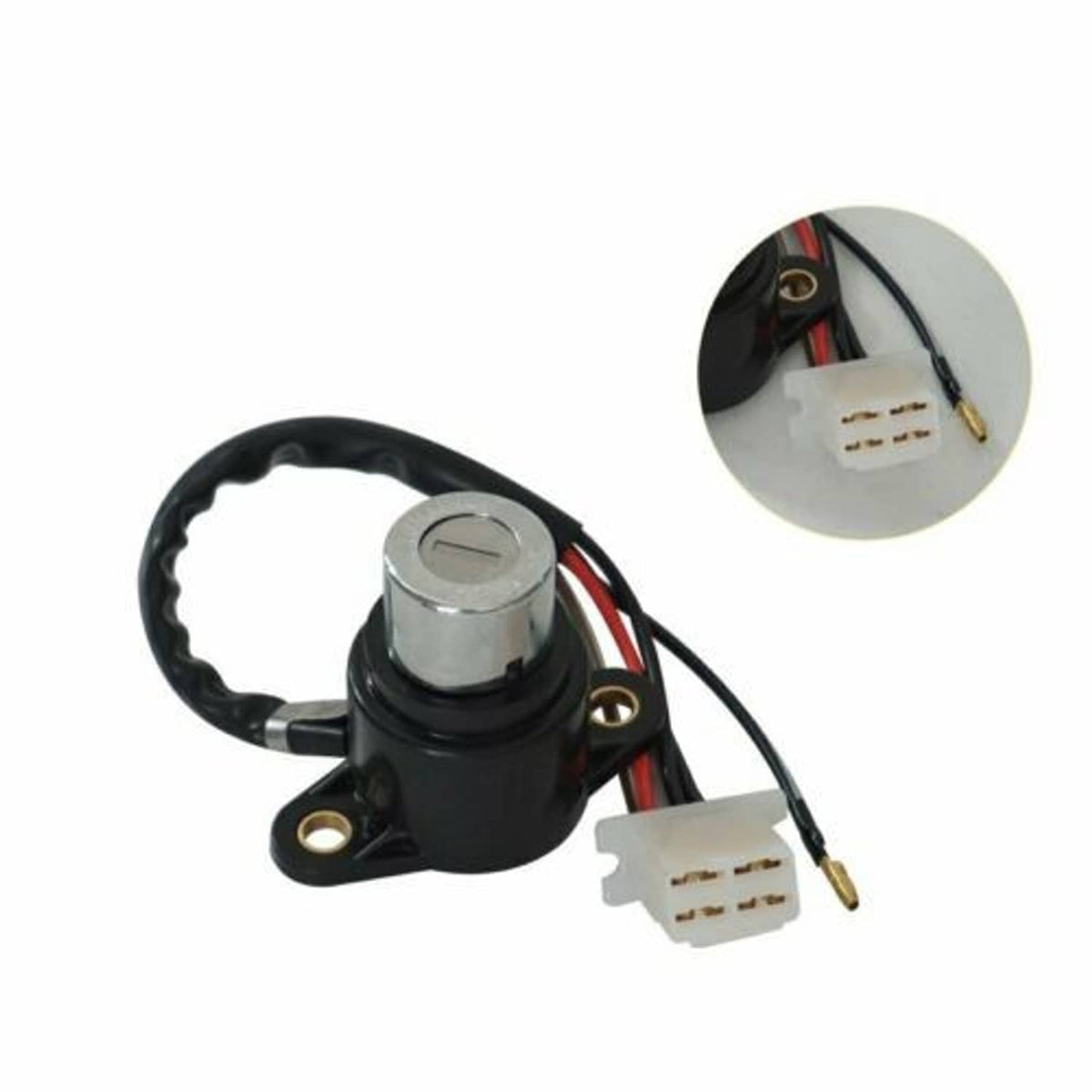Ignition switch cylinder with wiring harness and connector plugs