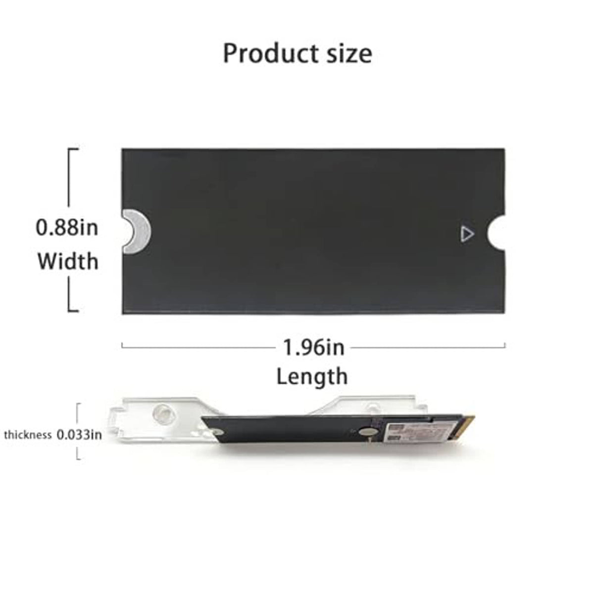 NVMe adapter extender black mounting plate with product size dimensions