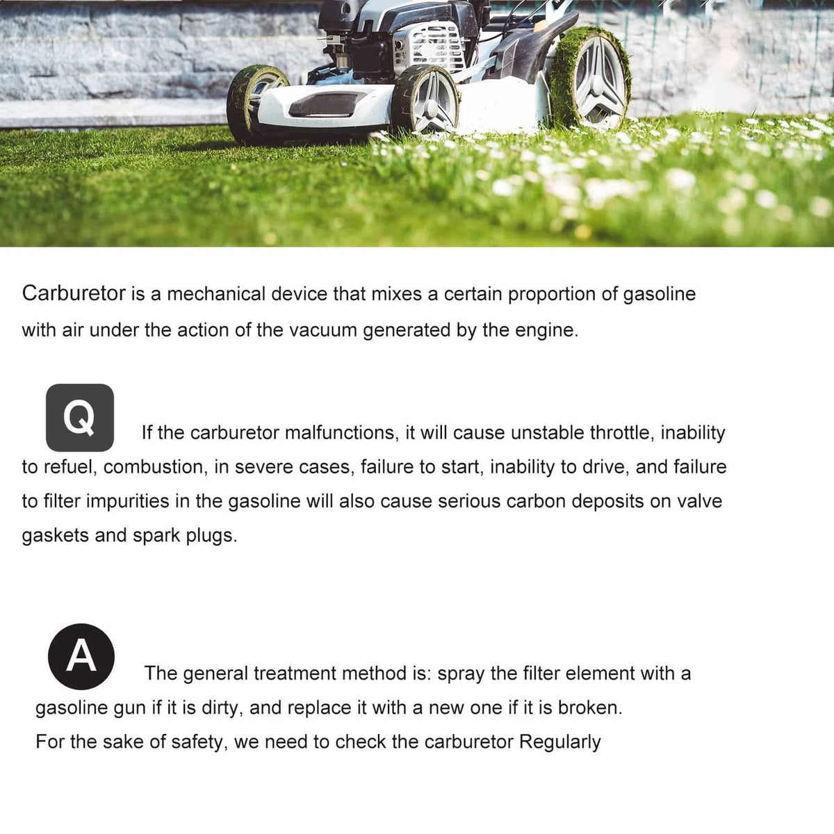 Carburetor maintenance and troubleshooting guide text for small engines