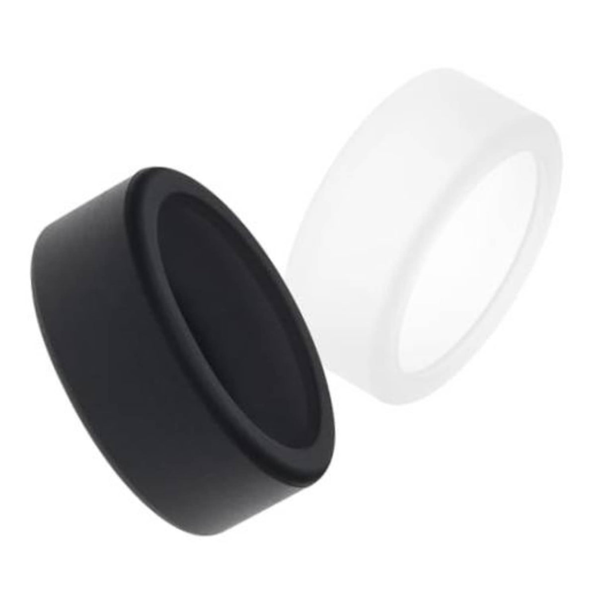 Black and white silicone ring covers, two-piece set for fitness tracker protection
