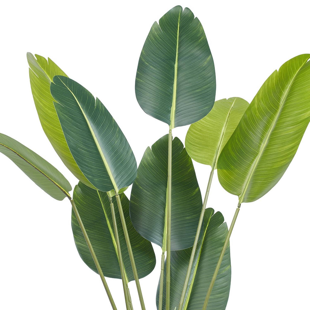 Artificial palm-style foliage plant with multiple green leaves on stems