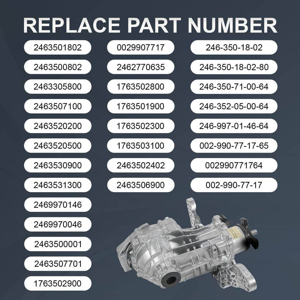 Rear axle differential assembly with multiple identification labels, silver metal housing