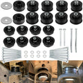 Black body cab mount bushing kit with stacked bushings, hex bolts, and washers