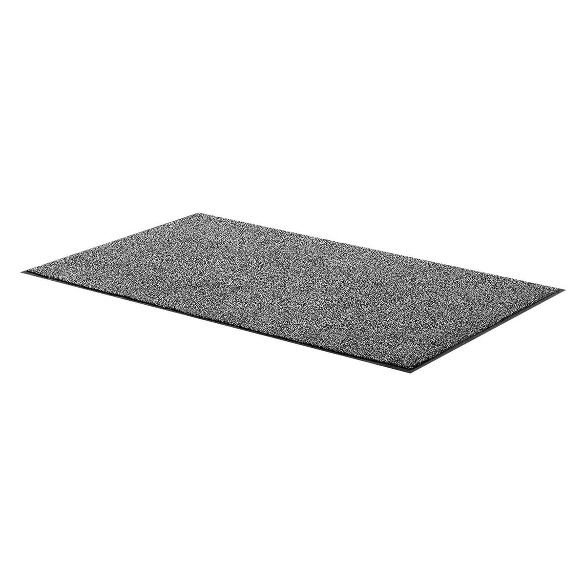 Grey speckled front door mat with PVC backing, flat view, 5 x 3 ft