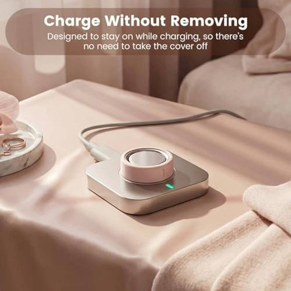 Silicone ring cover on charging base while device stays covered during charging
