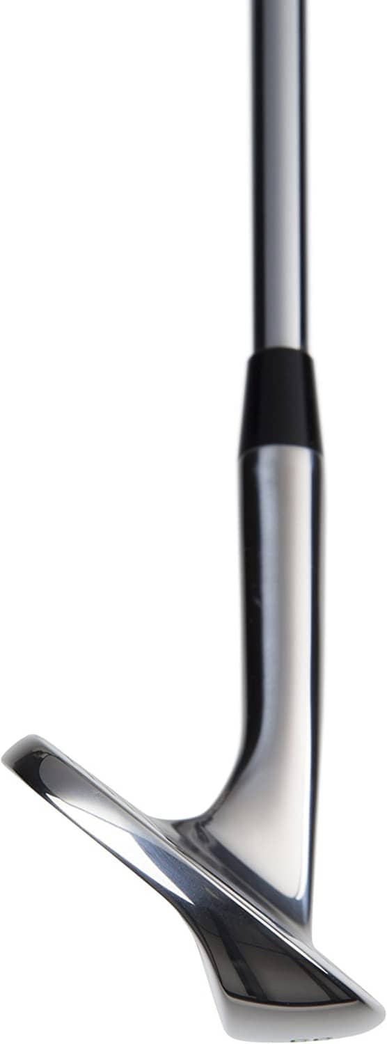 Steel wedge club shaft and head sole with chrome finish and black grip