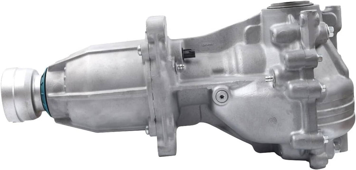 Side view of a silver rear differential assembly with bushing and axle end.
